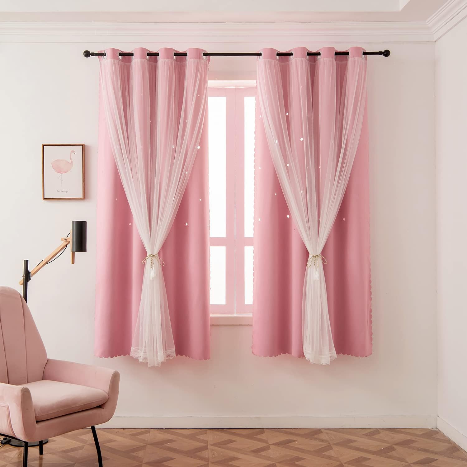 Girls Curtains for Living Room Bedroom Curtains Double Layer Blackout Curtain