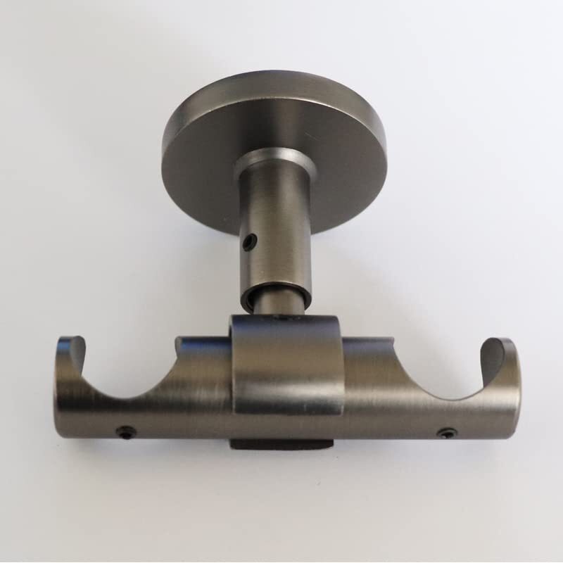 2 Pack Double Curtain Rod Bracket 19mm Satin Silver Ceiling Mount 0.75 inch