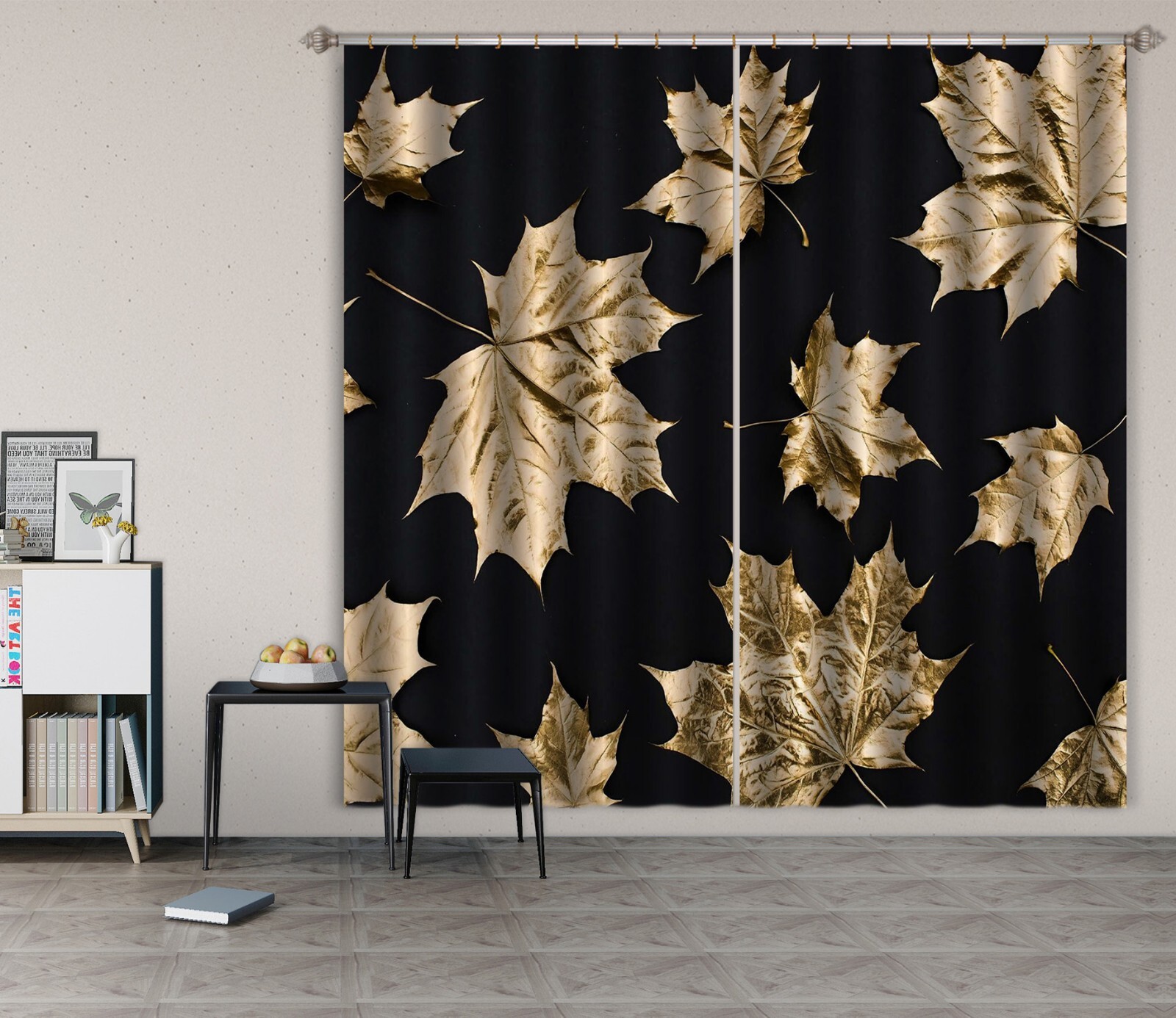 3D Vintage Art Maple Leaf ZHUA083 Photo Curtain Window Blockout Fabric Amy 2023