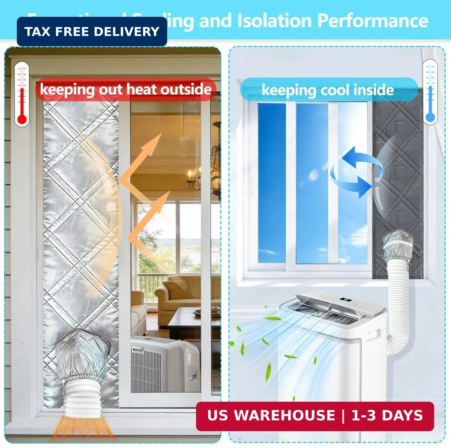70″ ac Window Seal kit-3-Layer Thickened Aluminum Foil Cotton&Oxford Fabric,100%