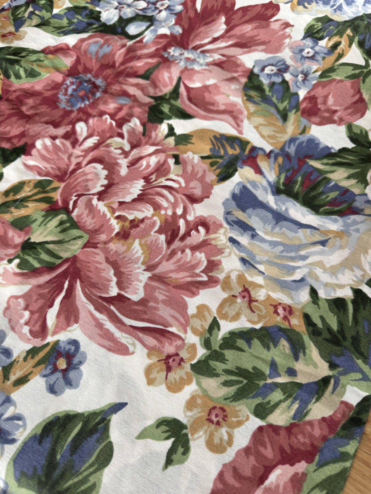Vintage Pink Cabbage Rose Floral Double Blouson Fabric Valance 84” Farmhouse