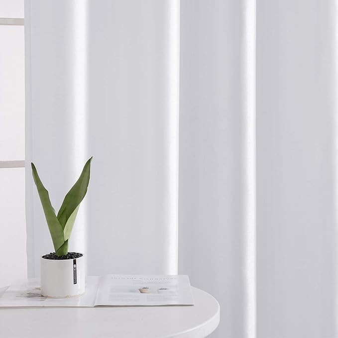 Faux Silk Satin Curtains Bedroom 2 Panels Dupioni Light Filtering Grommet Drapes