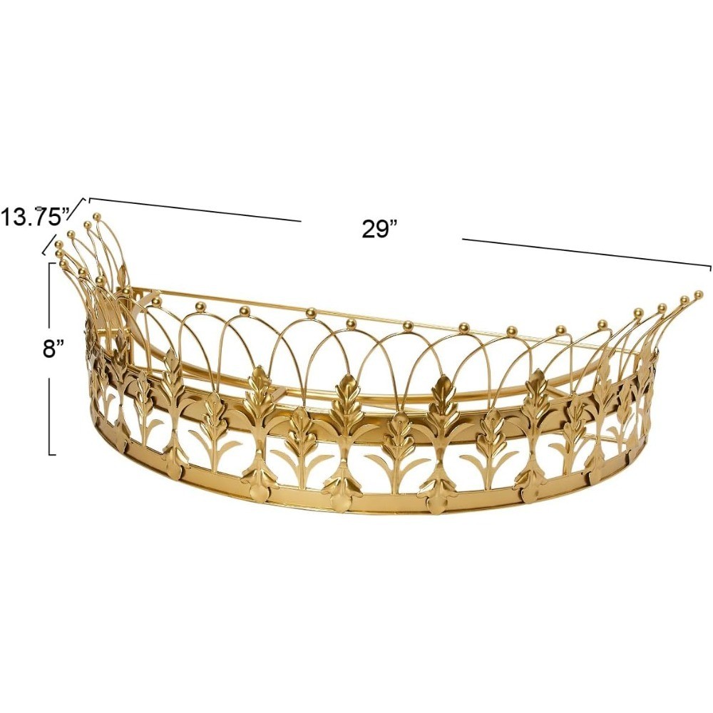 Decorative Metal Curtain Rod Crown Finial Gold Finish Canopy Bed Crown