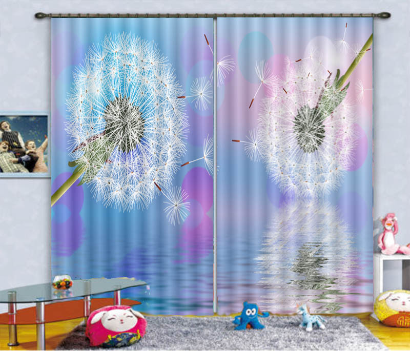 Dreamy Flying Dandelian 3D Curtain Blockout Photo Printing Curtains Drape Fabric
