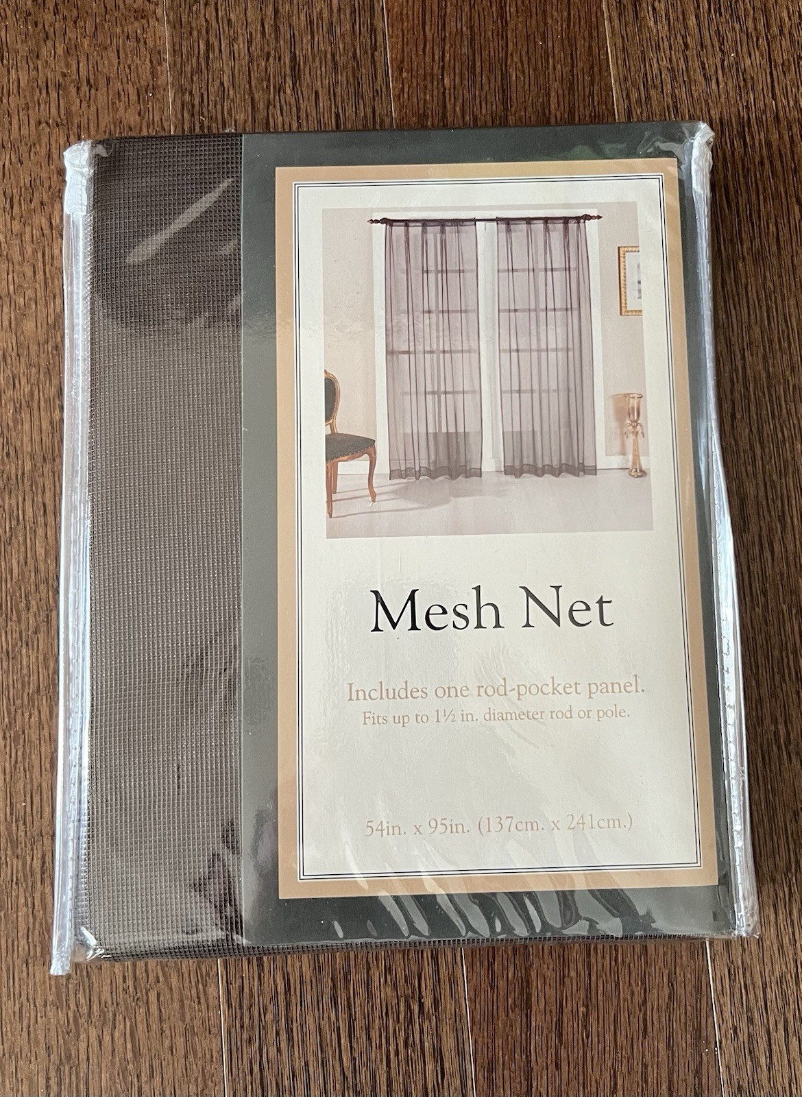 Bed Bath Beyond Mesh Net Rod Pocket Curtain Panel in Dark Brown 95″ x54″