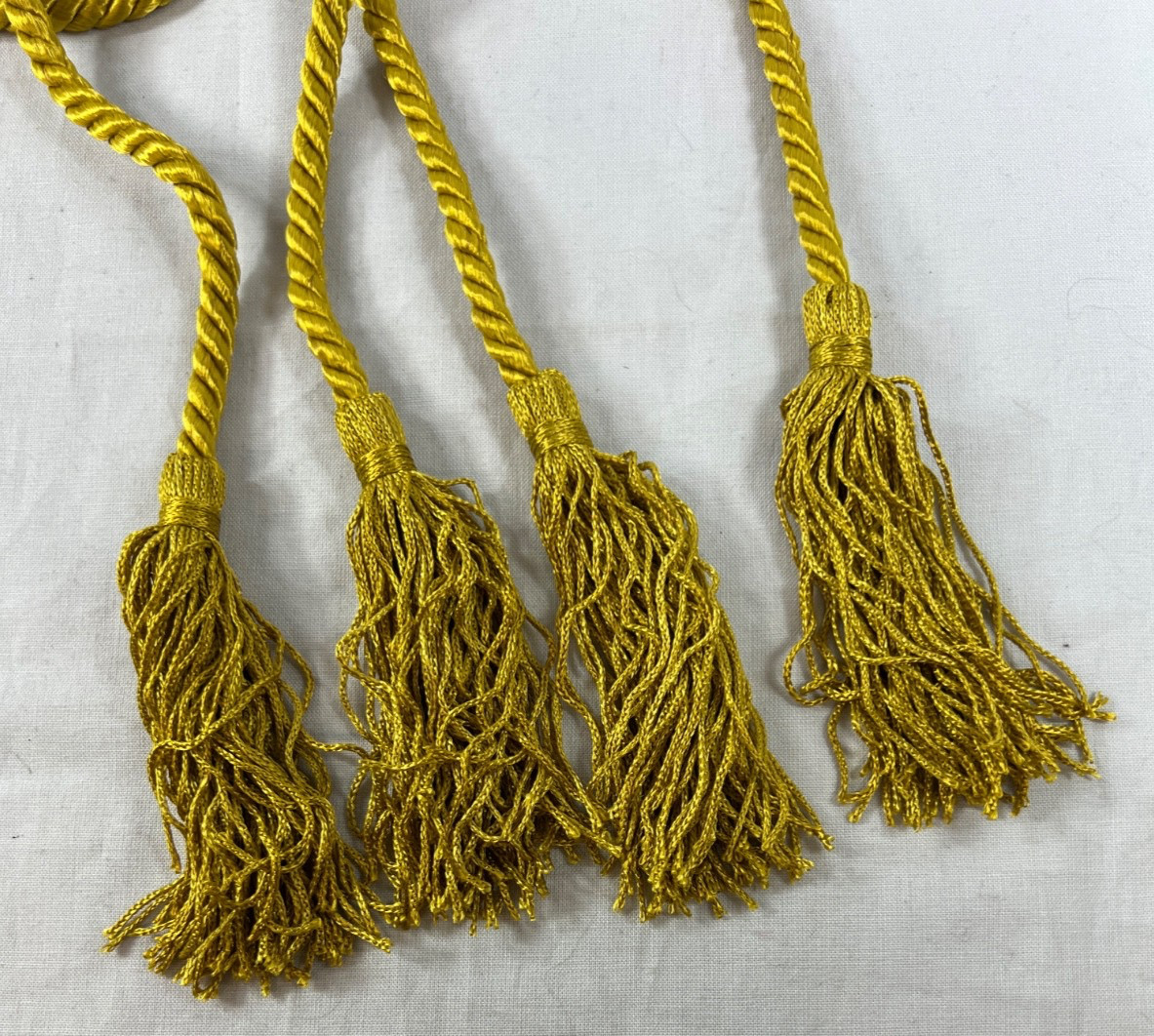 4 NOS Vtg 6 Ft Dark Gold Twisted Braided Rope Tieback W/ Tassel Boho Chic Belt