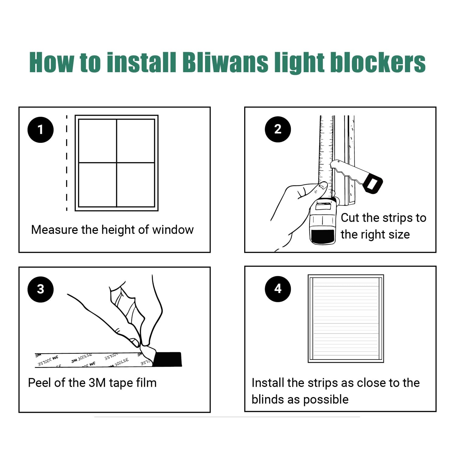 Bliwans Light Blocking Strips For Window Shades And Blinds 100 Blackout Pvc