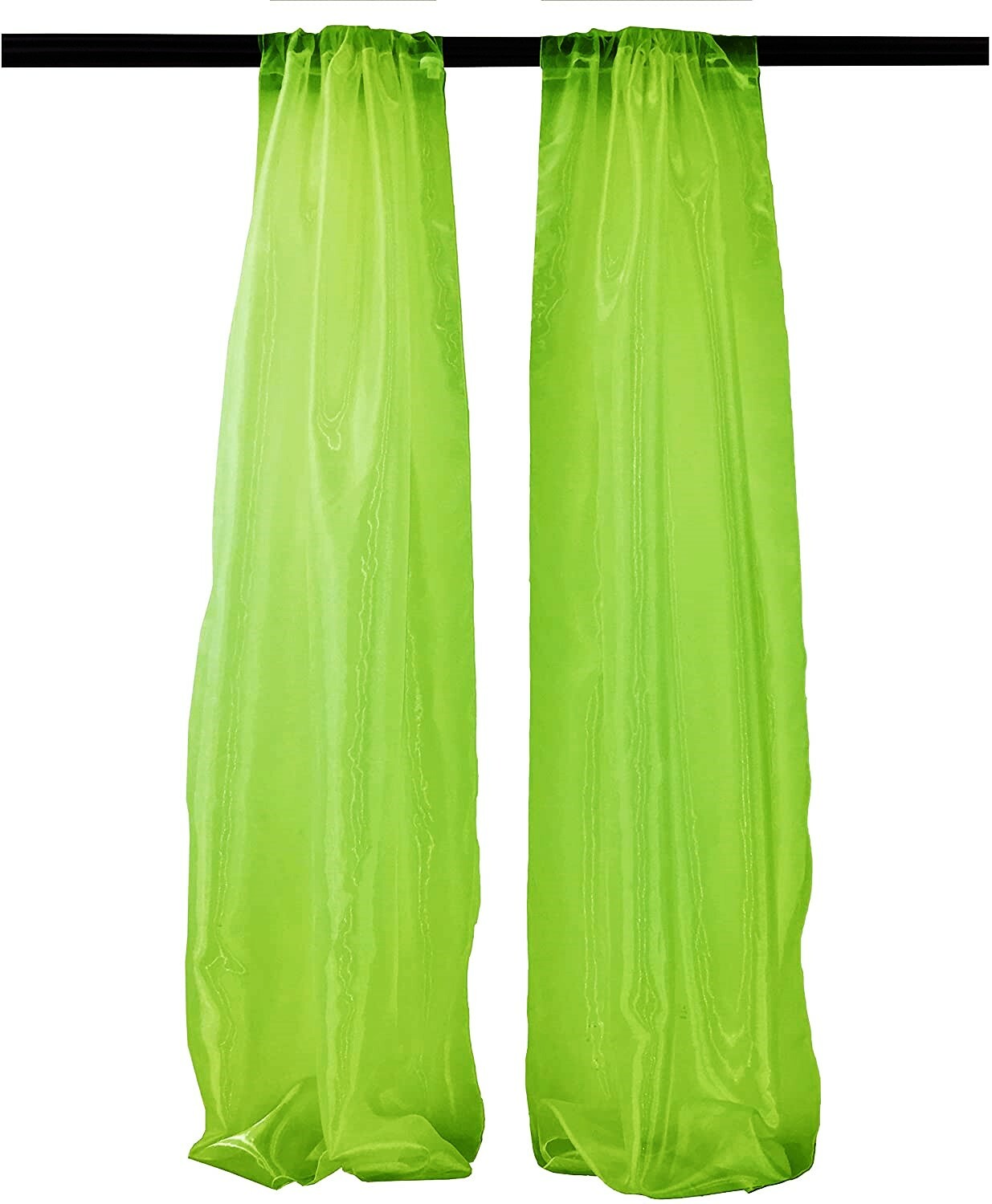 Polyester Sheer Mirror Organza Backdrop Drape, Curtain Room Divider, 1 Pair