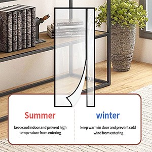 Transparent Reversible Left or Right Side Opening Insulated Door Curtain, Fits