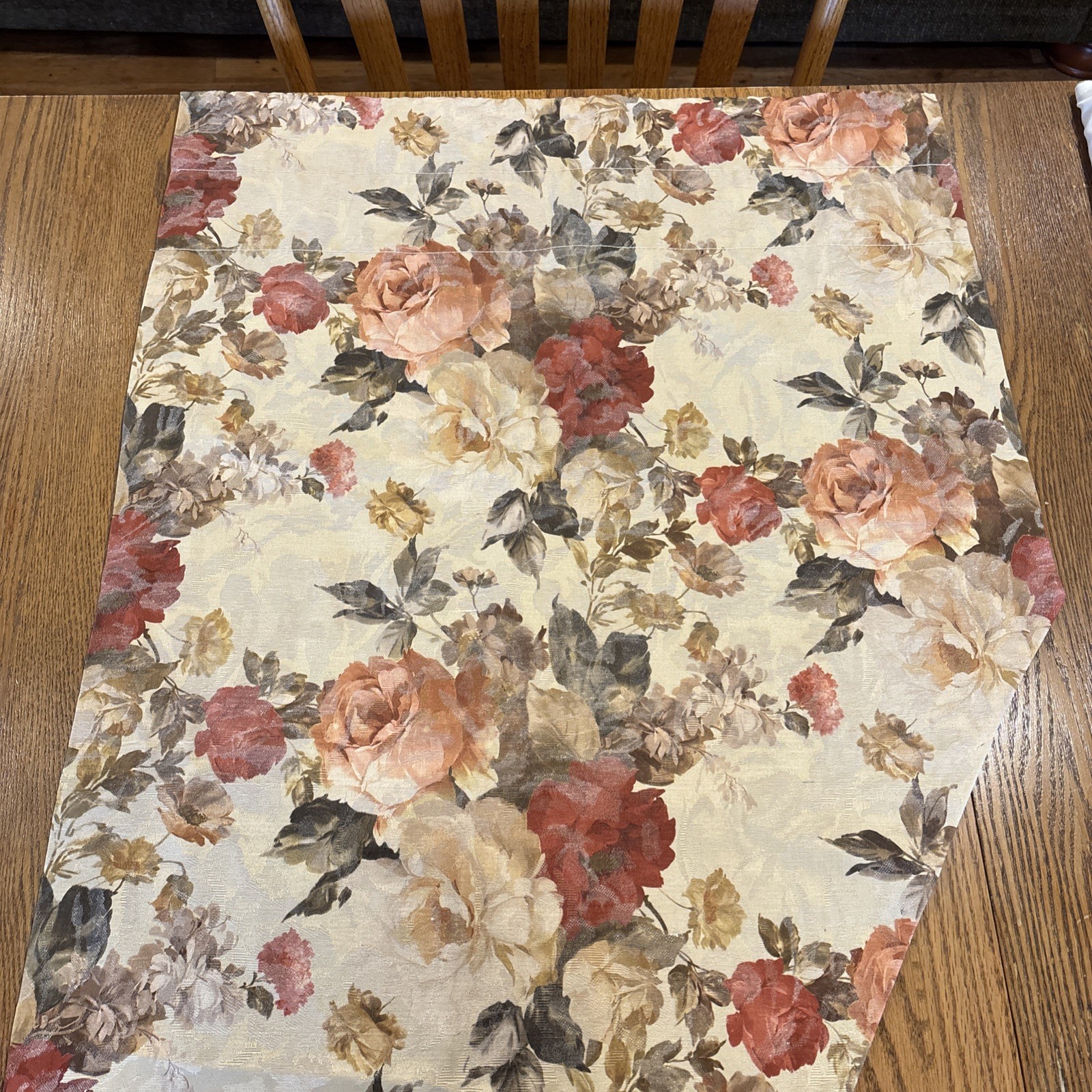 Set of 2 24×61” Floral Rose Lined Curtain Panels, Left & Right, Wide Rod Pocket