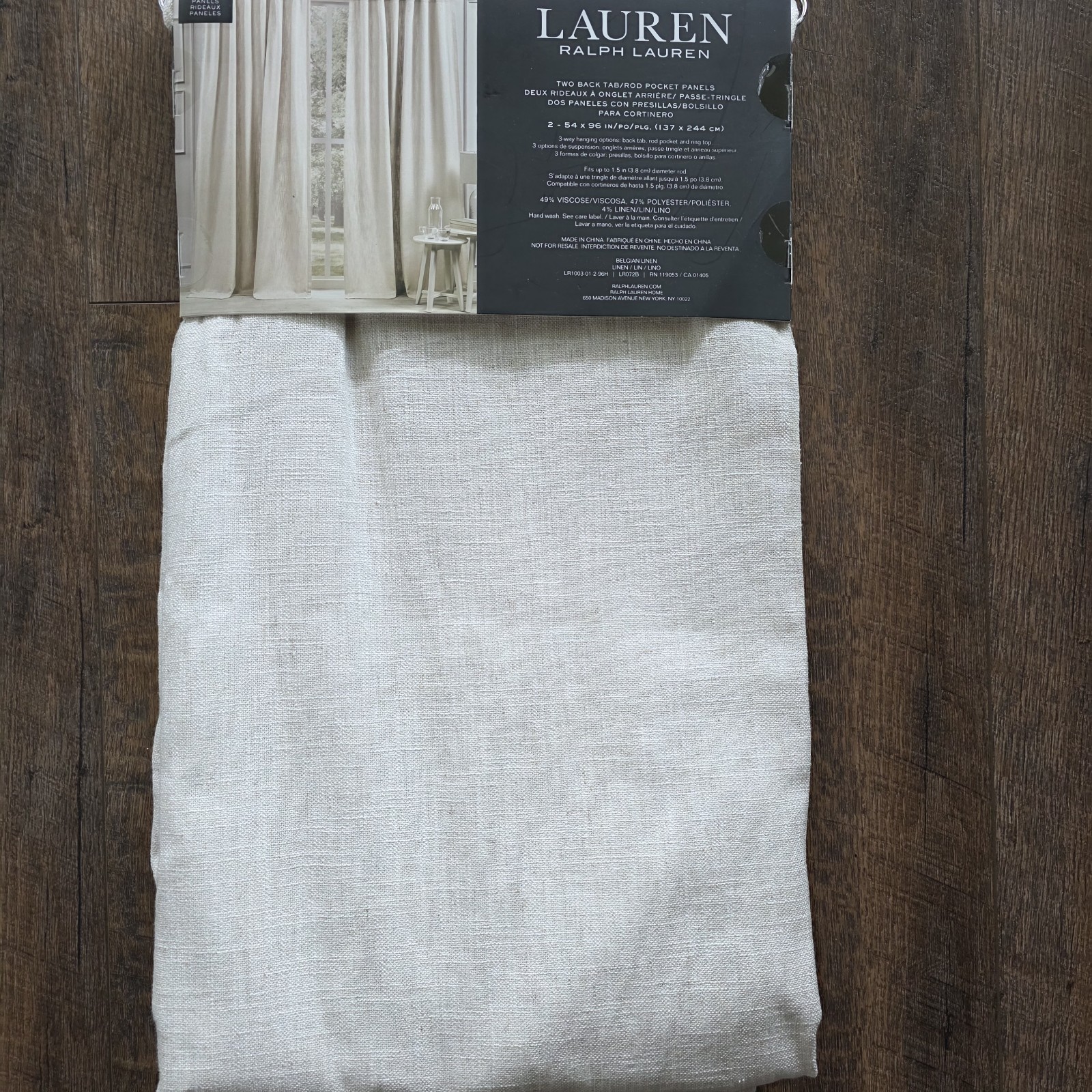 (2) Ralph Lauren Belgian Linen Back Tab Panels Curtains 54×96 Natural Beige TWO