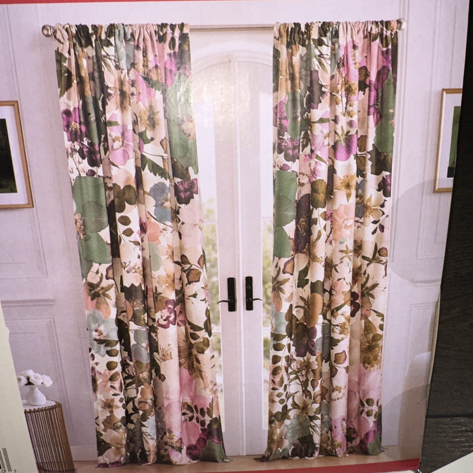 NWT Ted Baker 2 pc LINED Window Curtain Panels Pink Floral 100% Cotton 50” x 84”