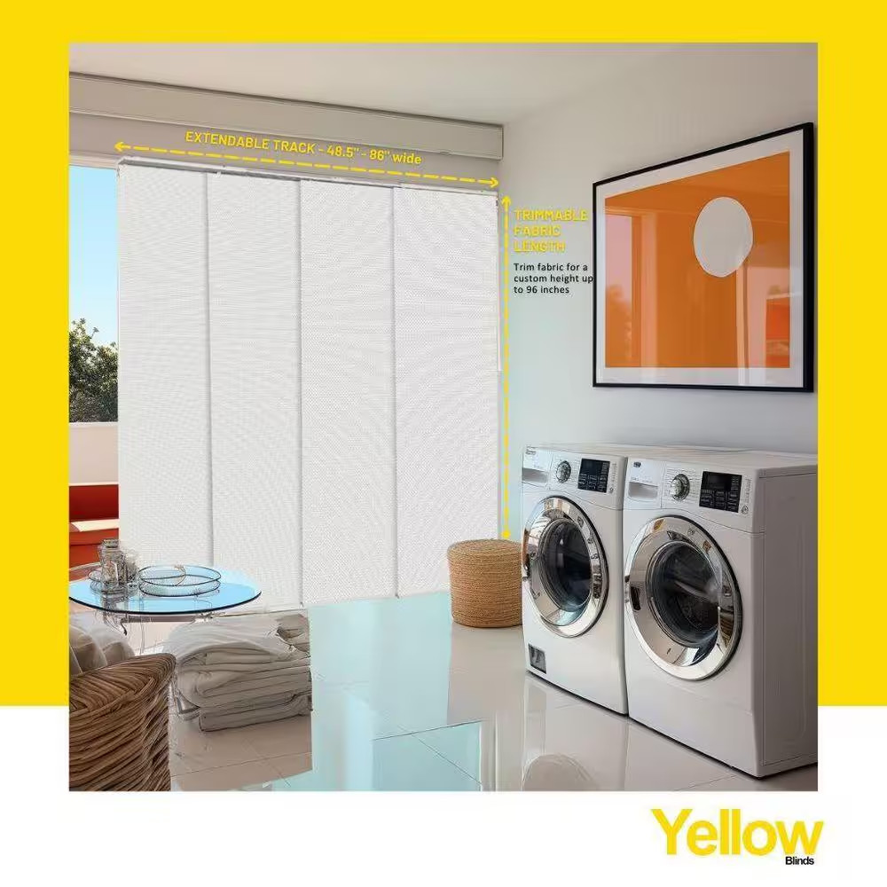 Cut-To-Size Avalon White Blackout Adjustable Sliding Panel Track Blind W/ 23 In.