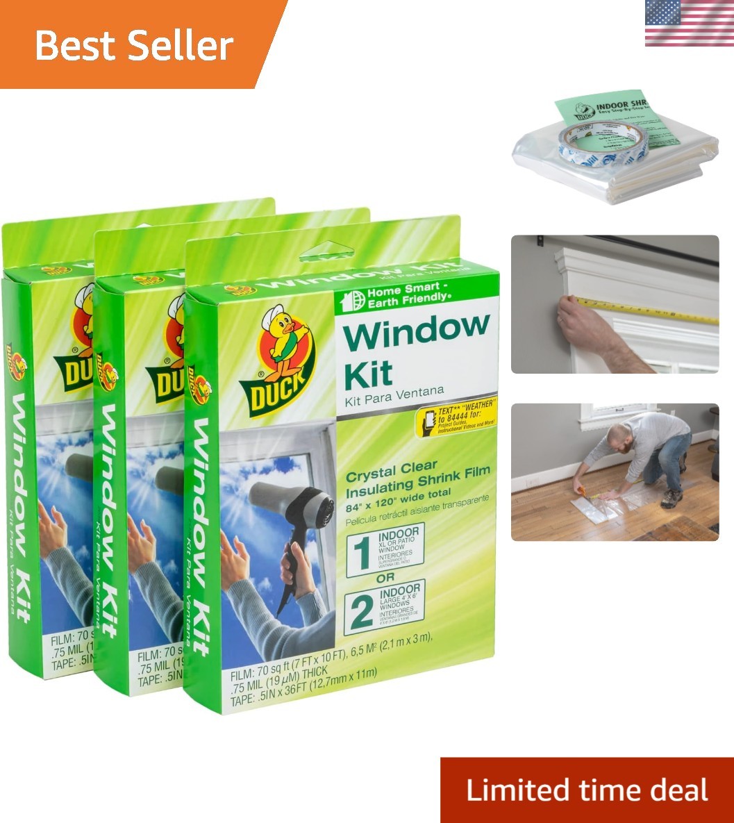 Window Insulation Kit – Extra Large 84×120 in, 3-Pack for Energy Savings