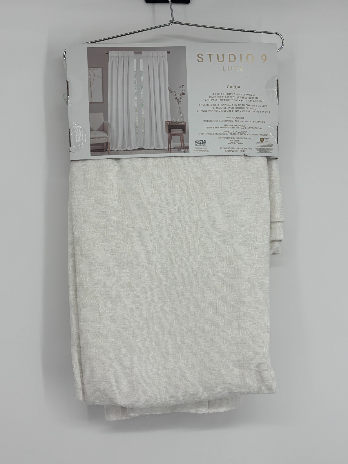 New Studio 9 Luxe 2-Pack Curtain Panels 36″ x 84″ Cream Garda Luxury Chenille