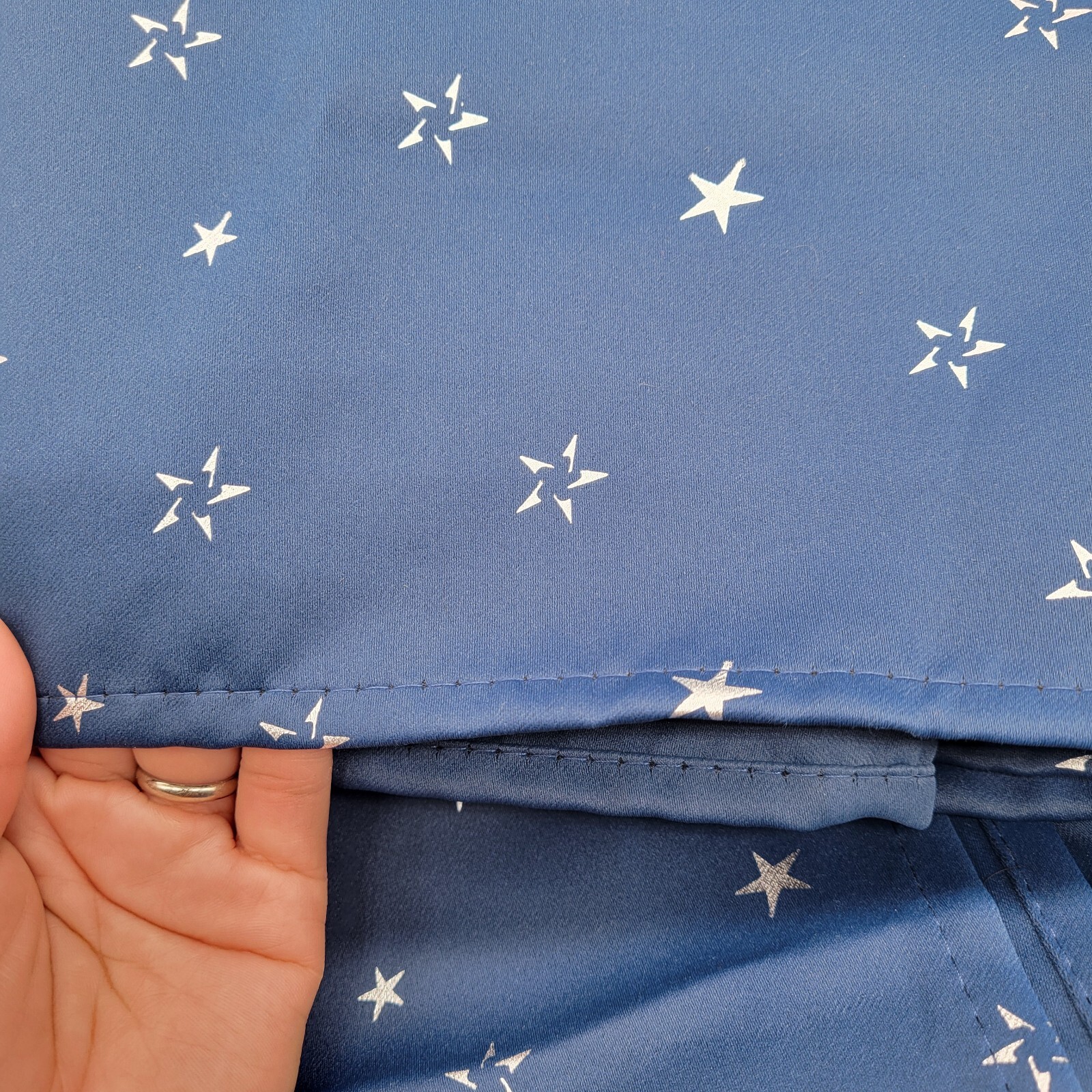 DECONOVO 100% Polyester Navy Blue 6 Panels Curtains silver Stars 42″W x 71.5″L