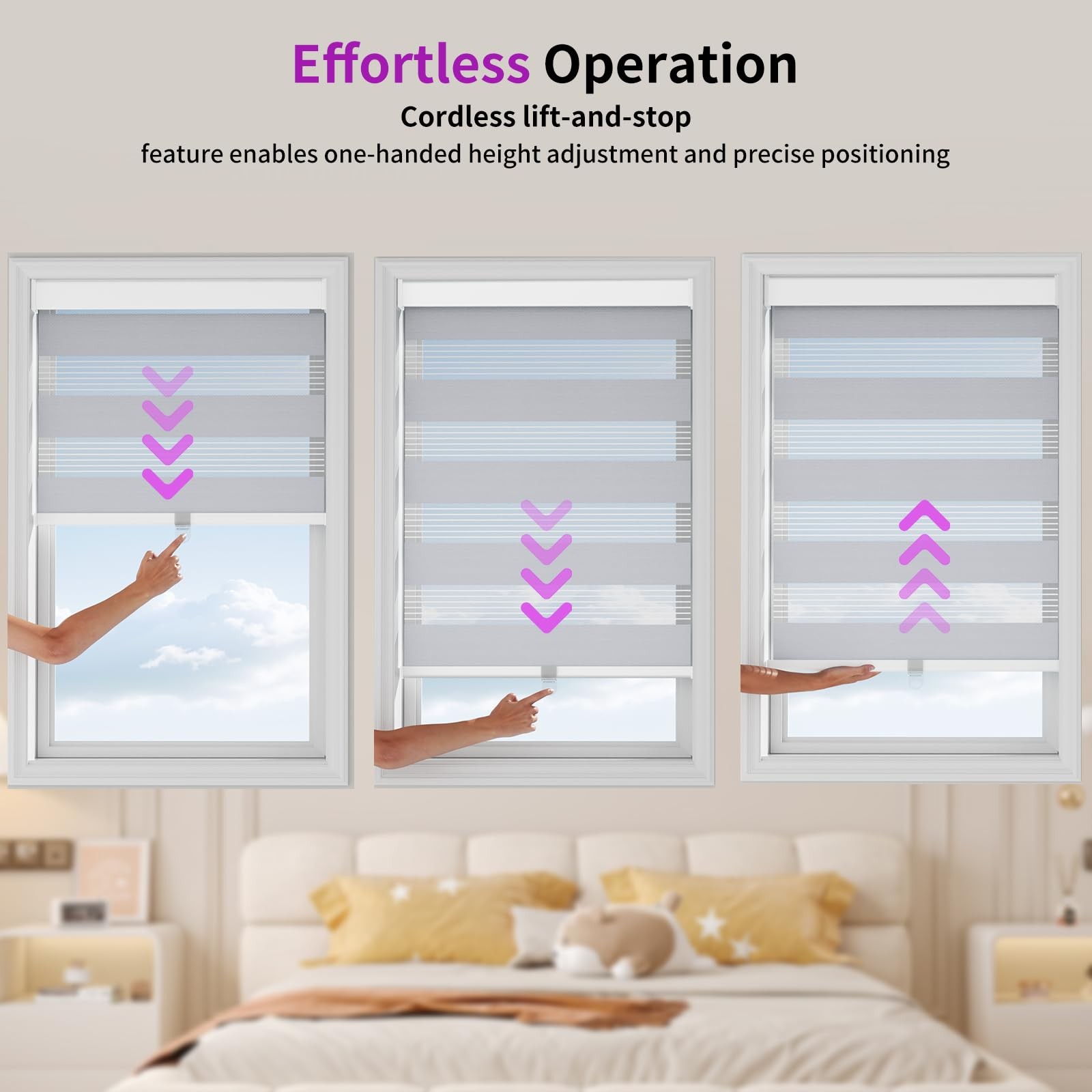 Astomi Cordless Zebra Blinds Roller Shades 35 W X 72 H Silver Striped Sheer