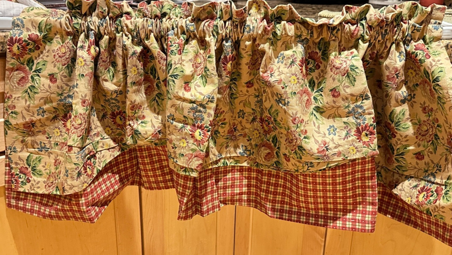 Set of 2 Double Layered Valances Fabric 56 x 15 inches 1.5 Inch Rod Pocket
