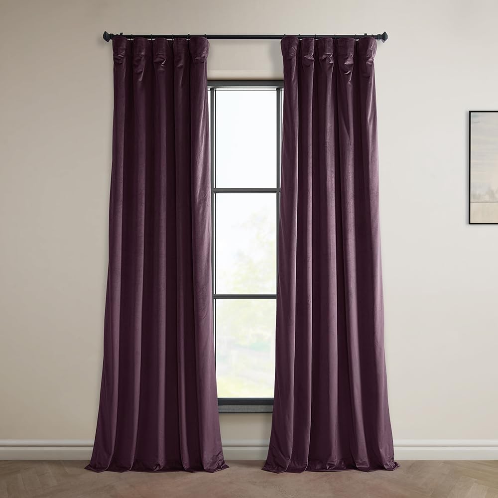 Winter Plum Room Darkening Velvet Curtain 50X108 Inch Light Control Panel