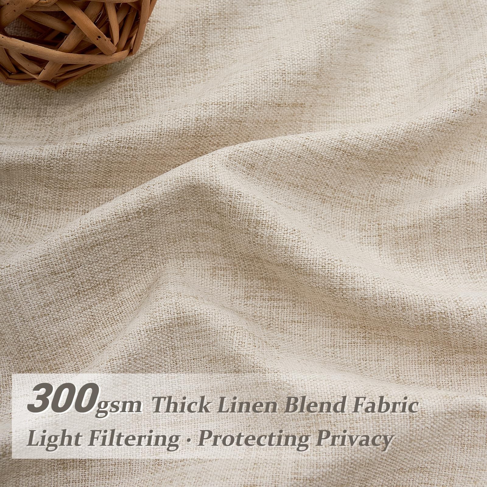 Pinch Pleated Light Filtering 60 Inch Wide Natural Curtains 84 Inches Long fo…