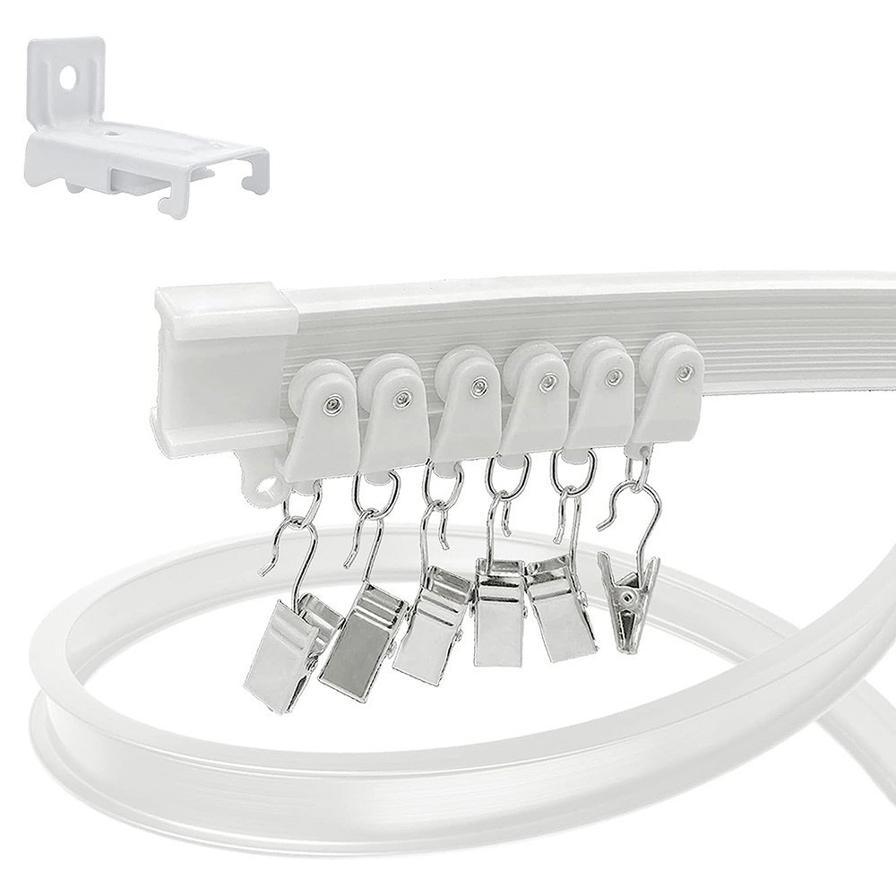 5M Wall Curtain Track Window Rod Pole Rail System Flexible Rail Track Mount US