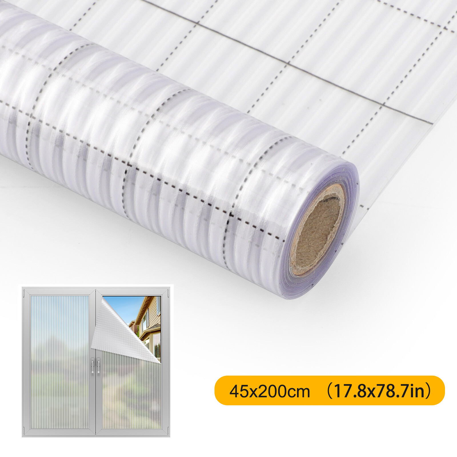 Window Privacy Film Reeded Glass Static Covering Cling Home Decor 78.7 x 17.8”