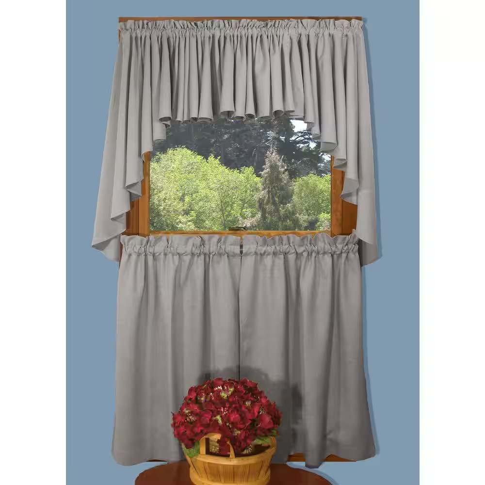 Grey Solid Rod Pocket Room Darkening Curtain – 57 In. W X 30 In. L (Set of 2)
