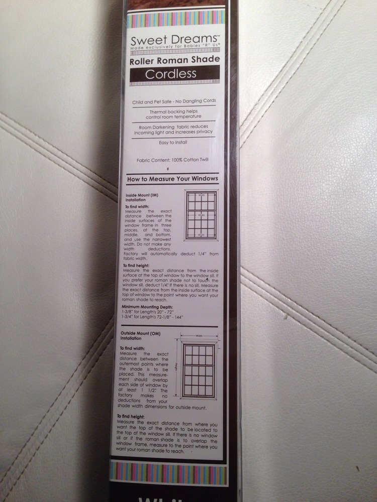 lSweet Dreams Roman Roller Shades Cordless Cream 23 by 64 inches New!