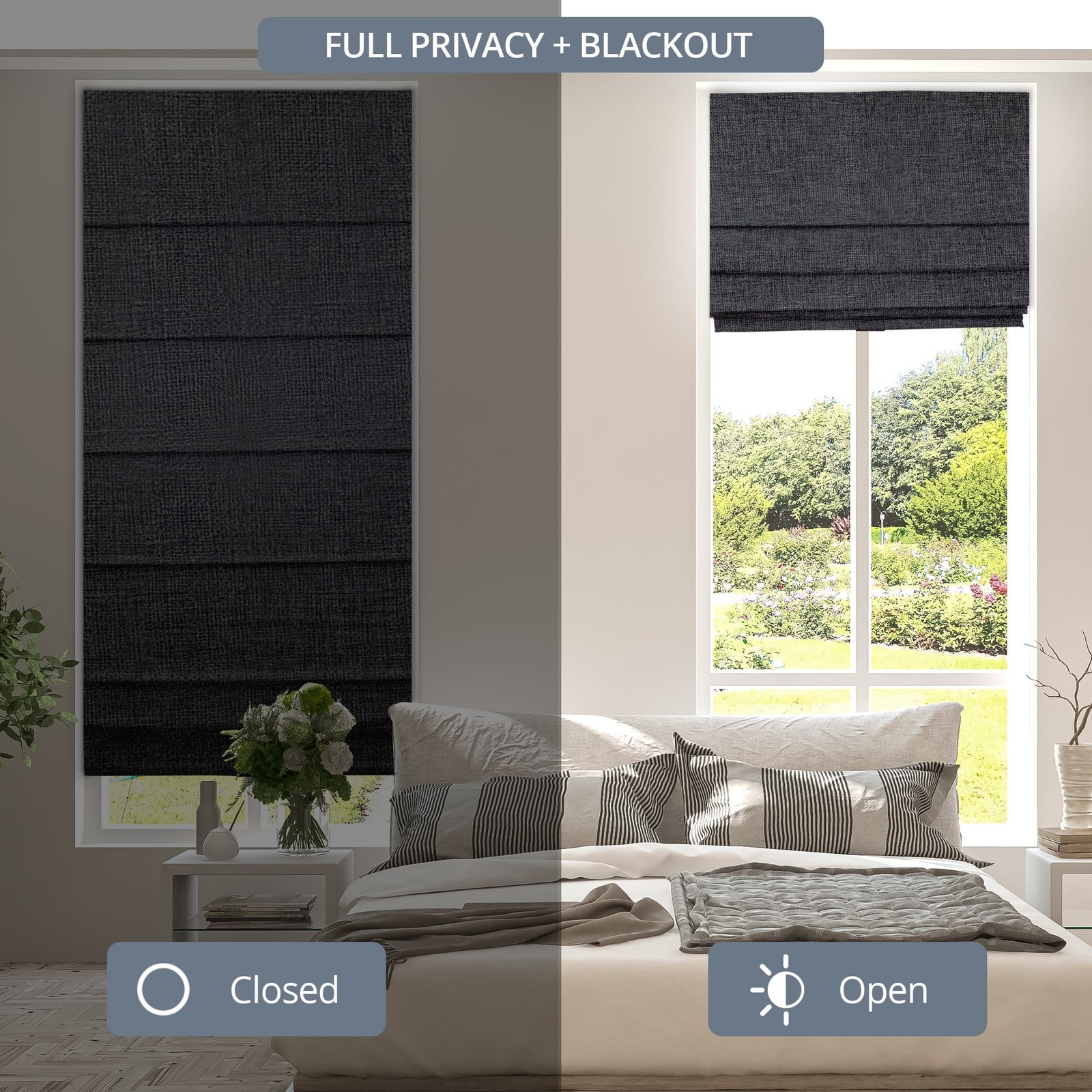 Cordless Roman Shade Blackout Lexington Pebble 23″W X 72″H