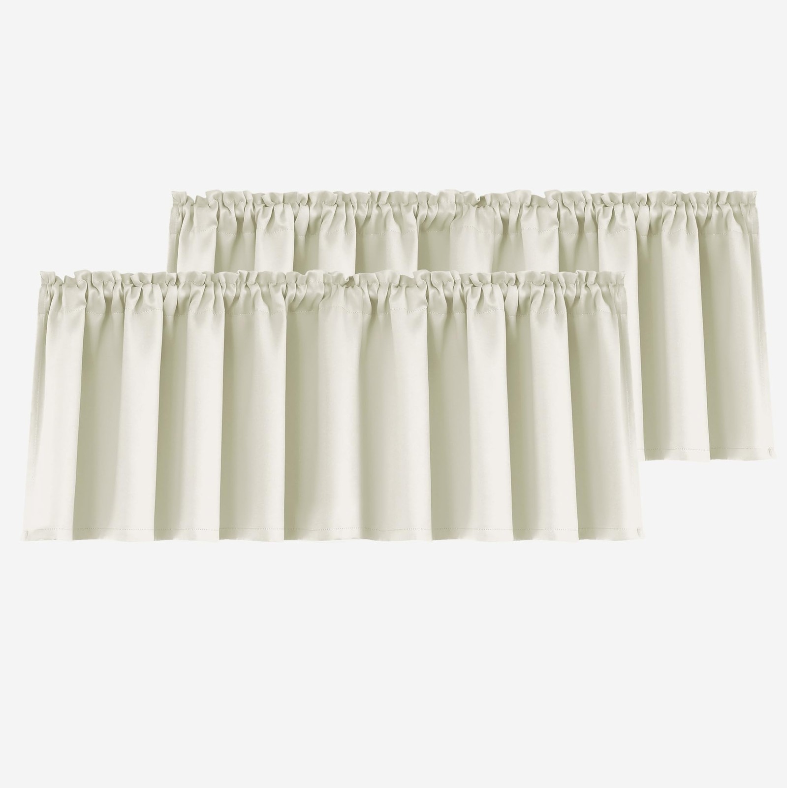 Mrs.Naturall Cream Beige Valances for Living Room, 2 Pack Room Darkening Vala…