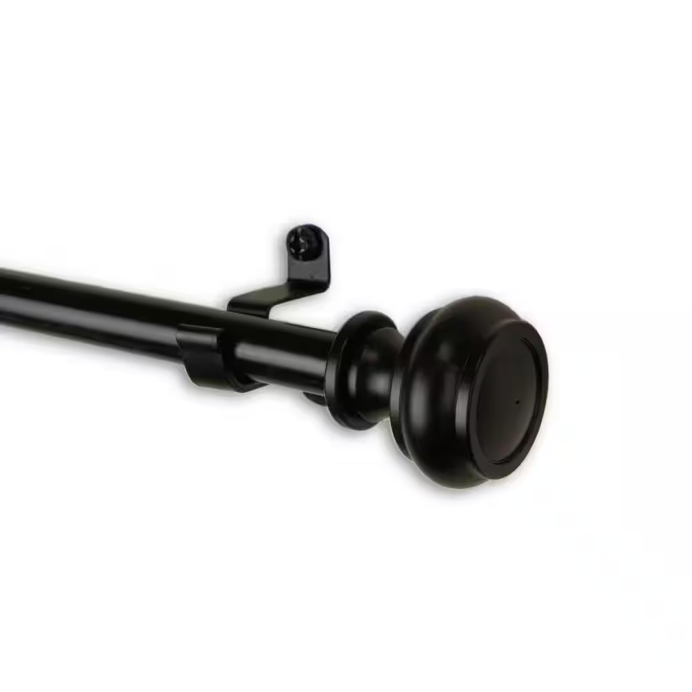Teapot 7/16 In. Cafe Single Curtain Rod 18 In.To 28 In. in Black