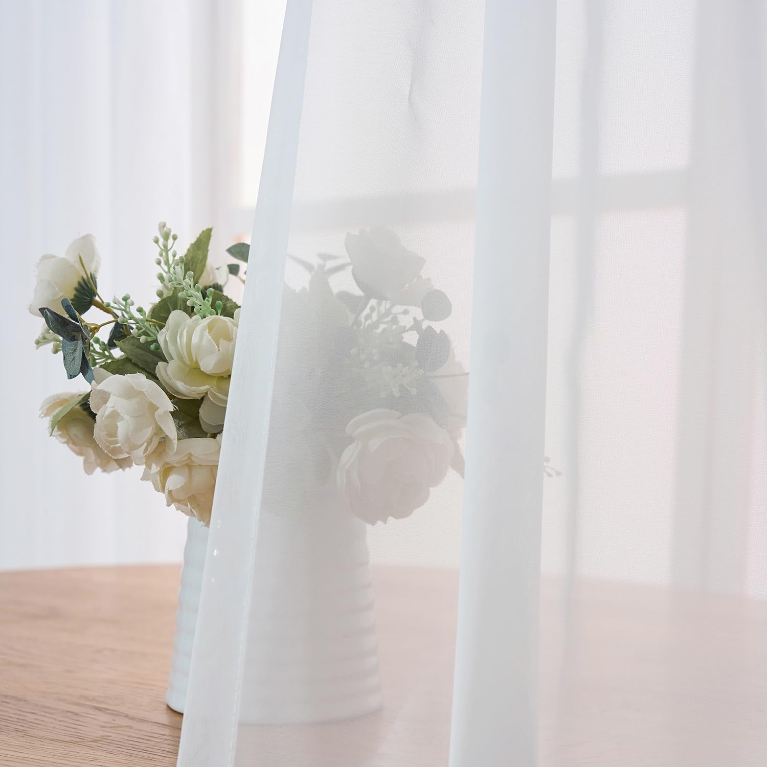 Pure White Pinch Pleated Curtains 1 Panel 60″ x 108″ Semi-Sheer Pleat Drapes