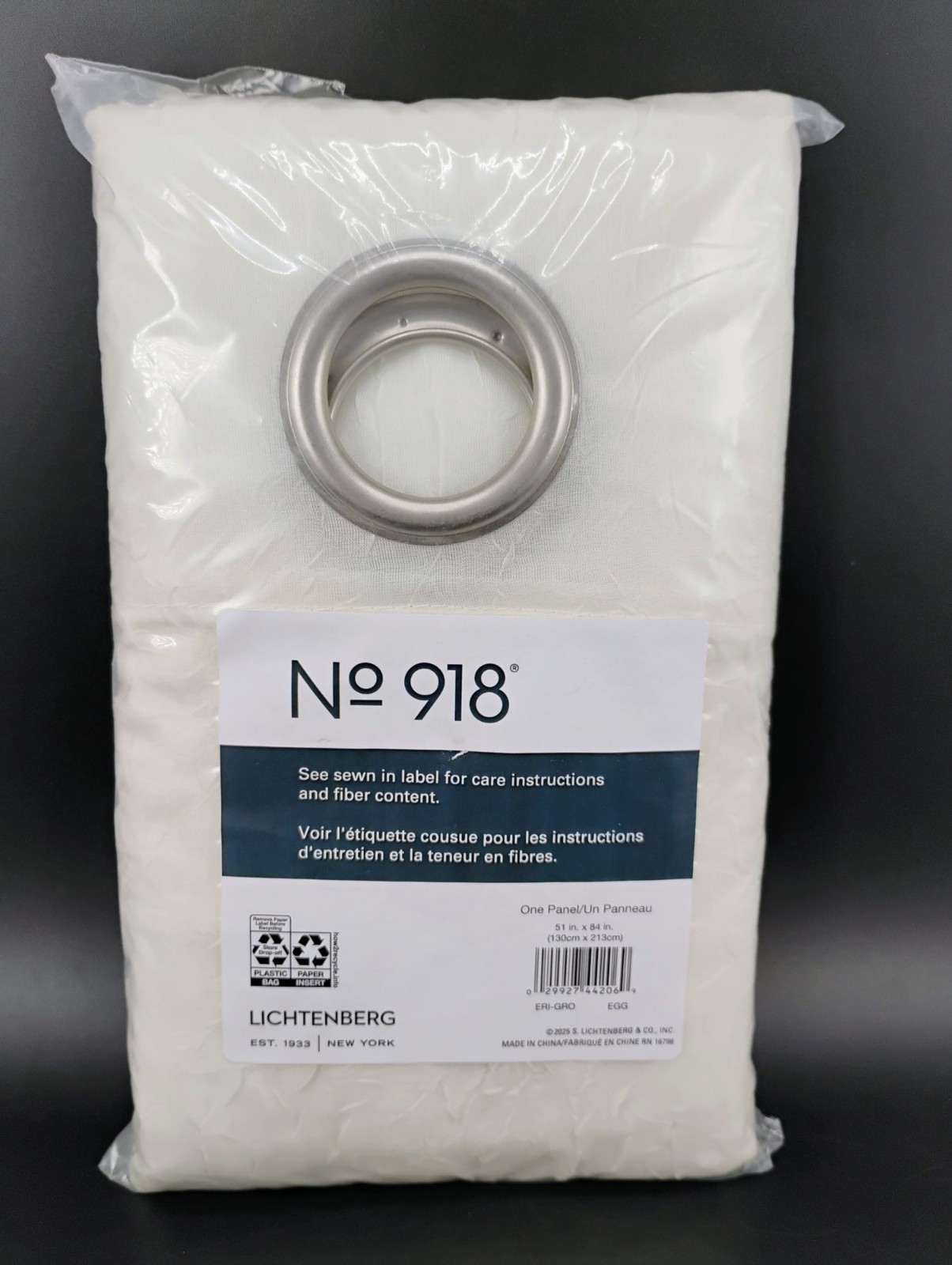 No. 918 Grommet Curtain Panel 51″ X 84″ White Lightweight