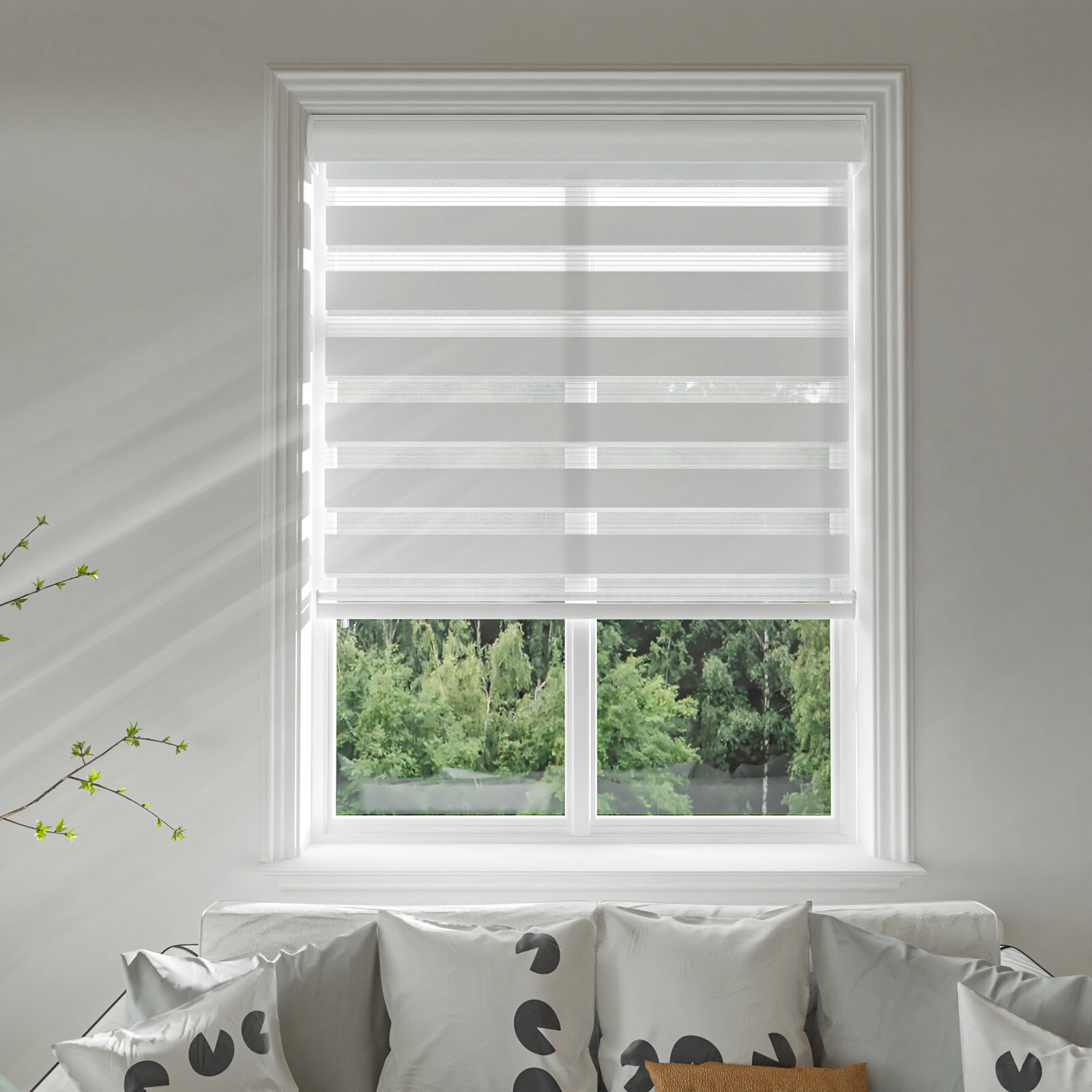 85% Blackout Window Shade Dual Zebra Roller Blinds Curtains,Easy To Install