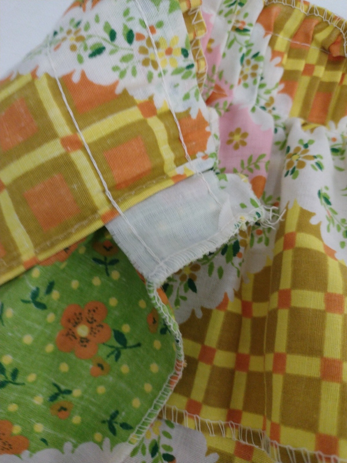 Vintage 1980’s Patch Style Fabric One Curtain Panel Ruffled /Rod Pocket Patches