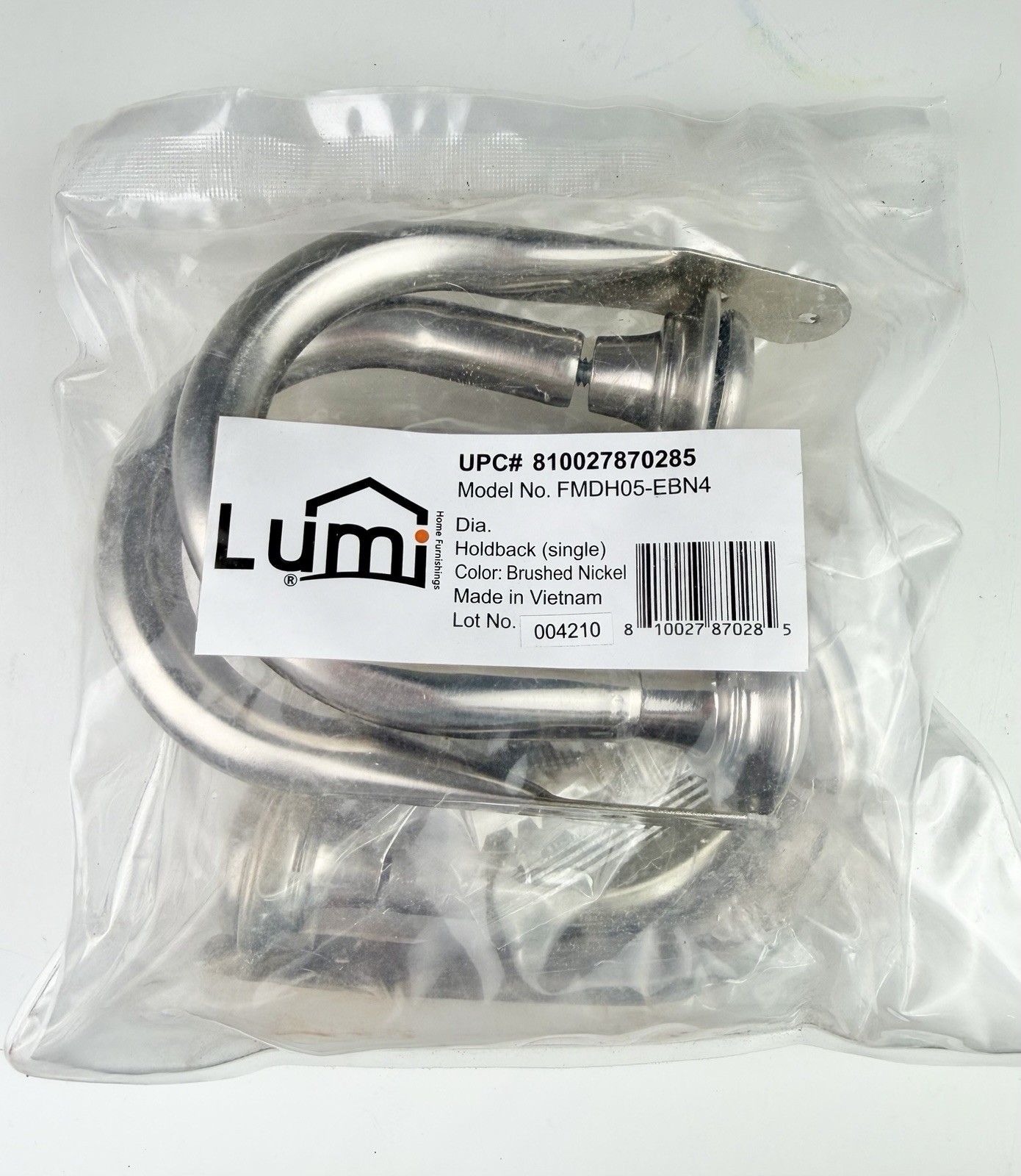 Lumi Set of 4 (5/8 in. dia.) Drapery Curtain Holdbacks Brushed Nickel