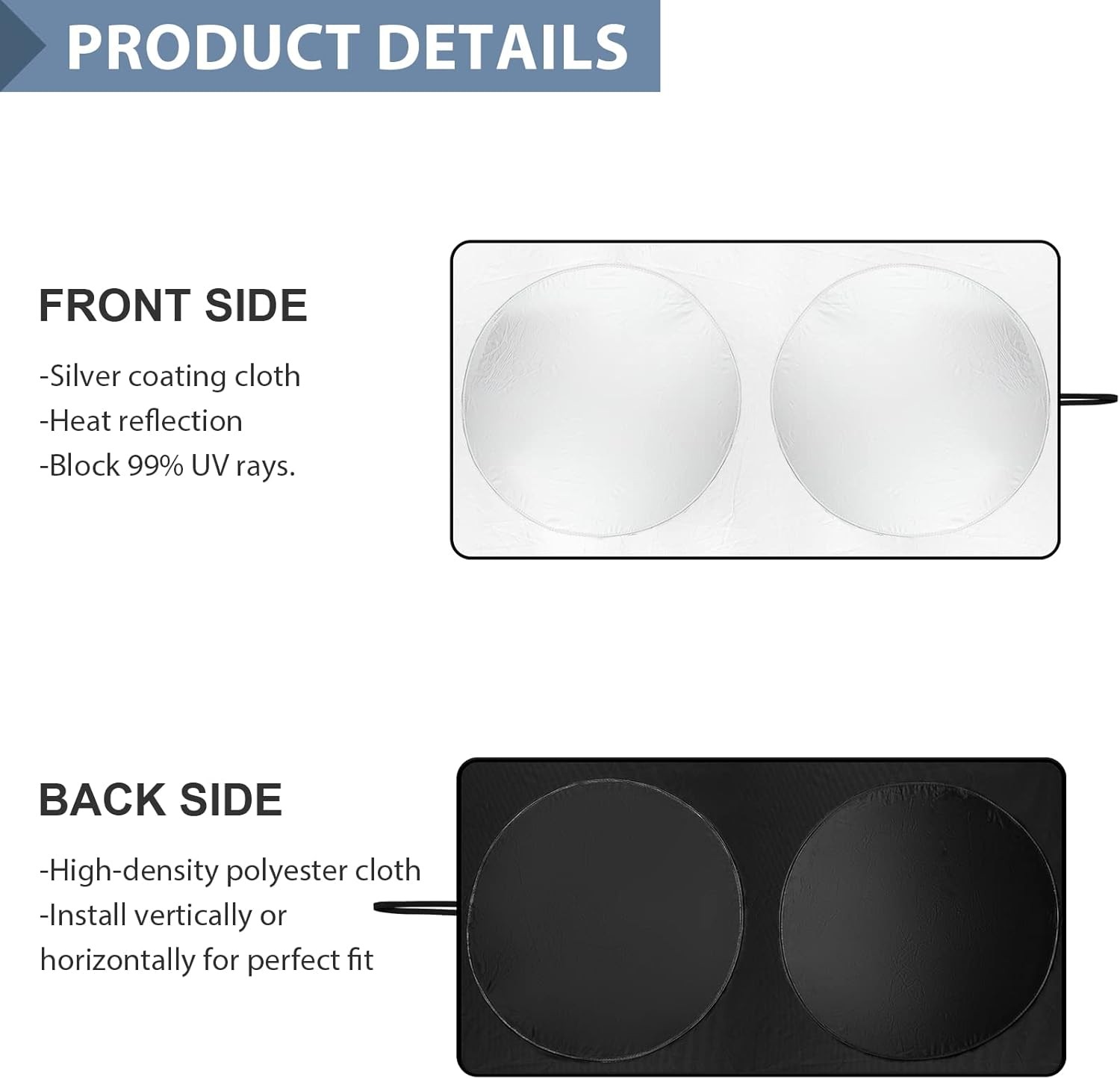 Windshield Sun Shade with Storage Pouch for Suvs, Durable 190T Polyester Sun Shi