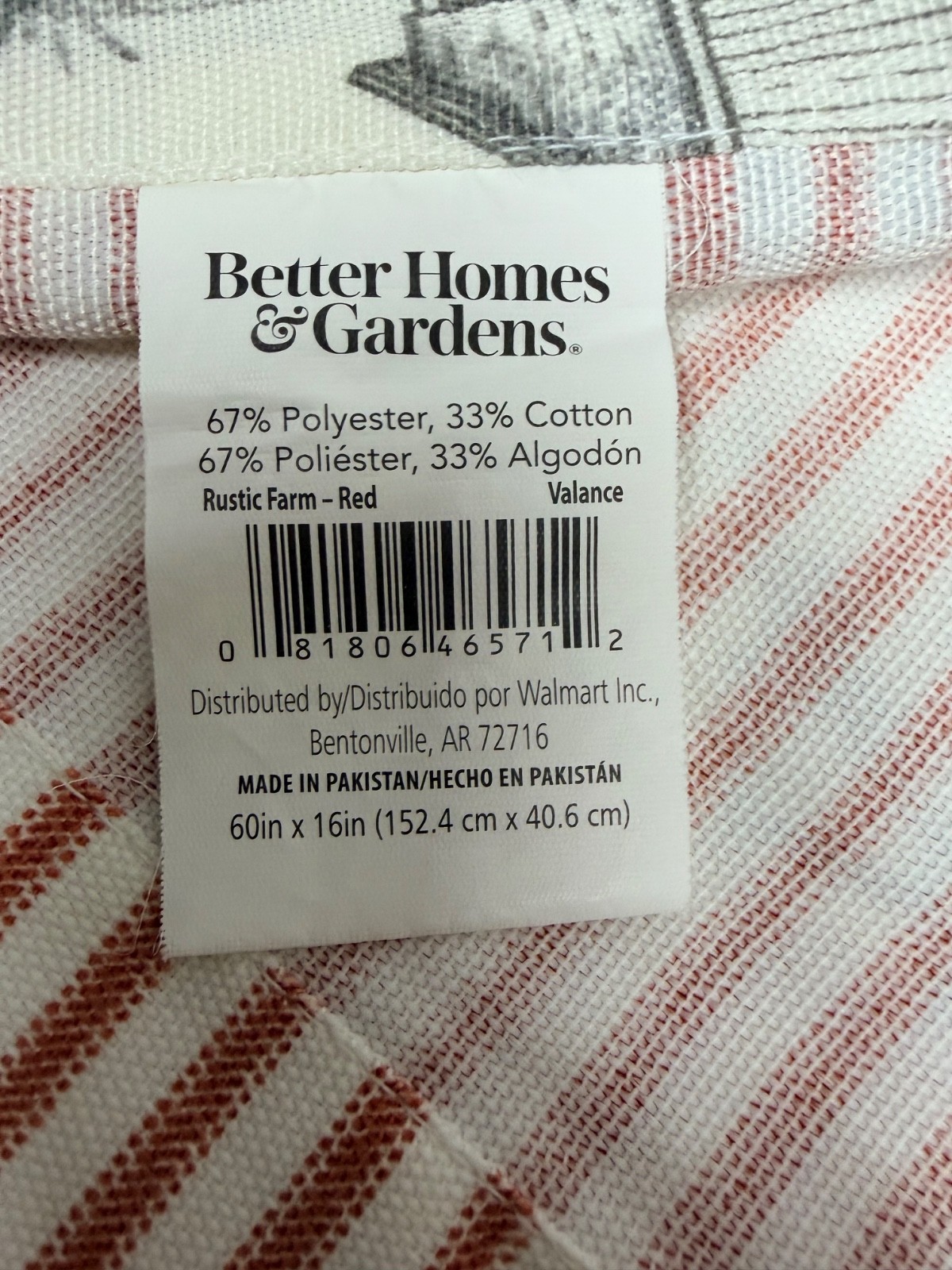 Better Homes & Gardens Farmhouse Double Pattern Tie Valance Window Valance 60×16