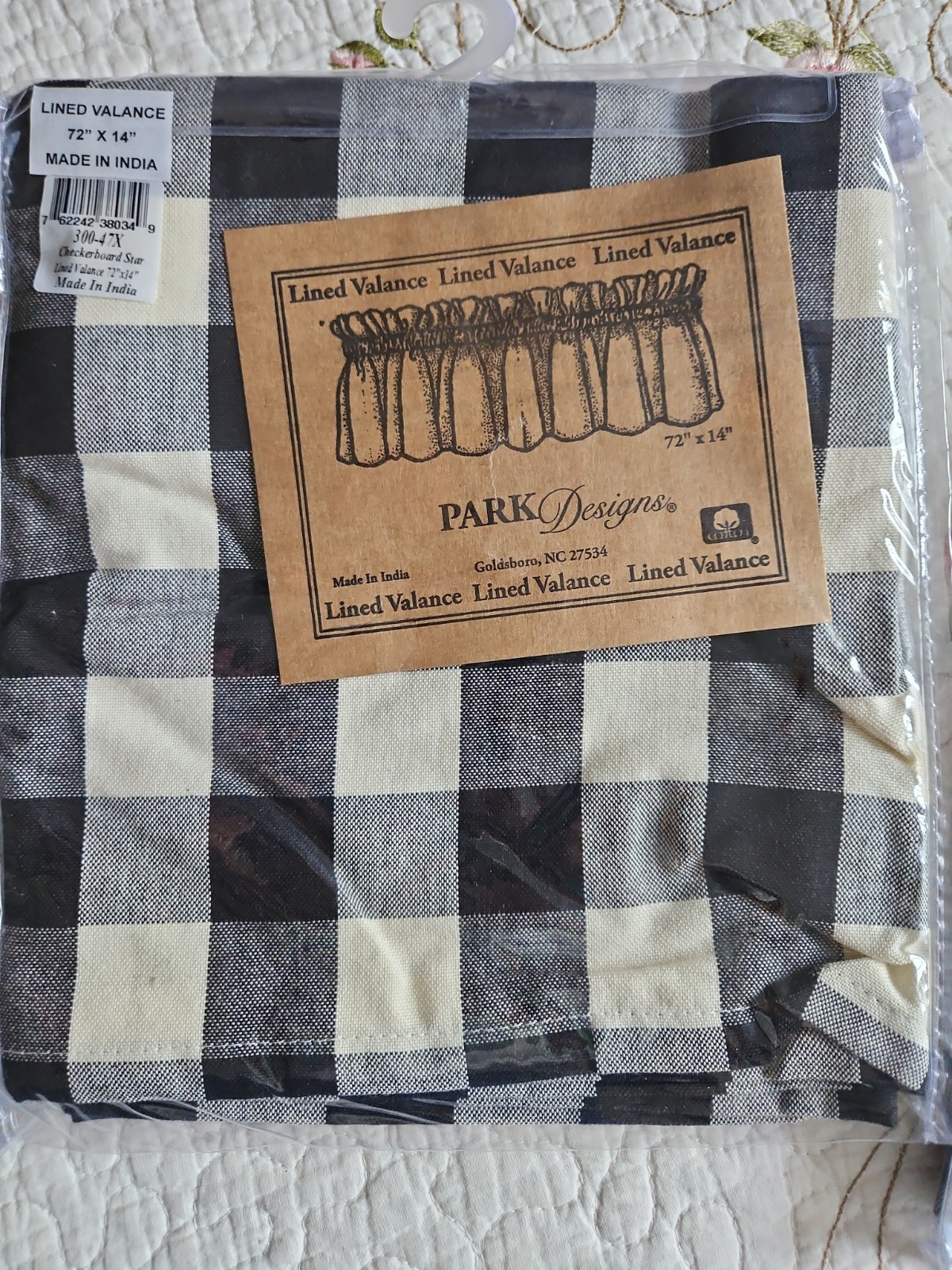 Park Design Buffalo Check Checkerboard Star Lined Valance 72×14 NEW