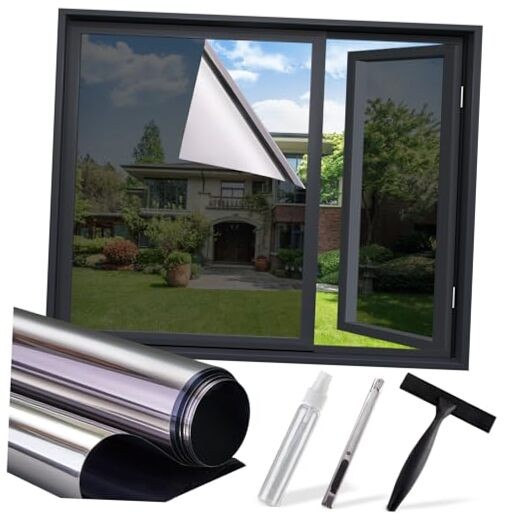 Window Tint for Home, One Way Privacy Film Heat & UV 17.5 x 78.7inch Black