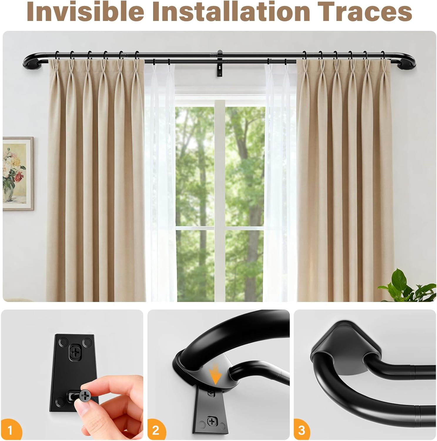 Abiglifty Double Curtain Rods 48 to 84 Inches, Wrap around Curtain Rods, Extenda