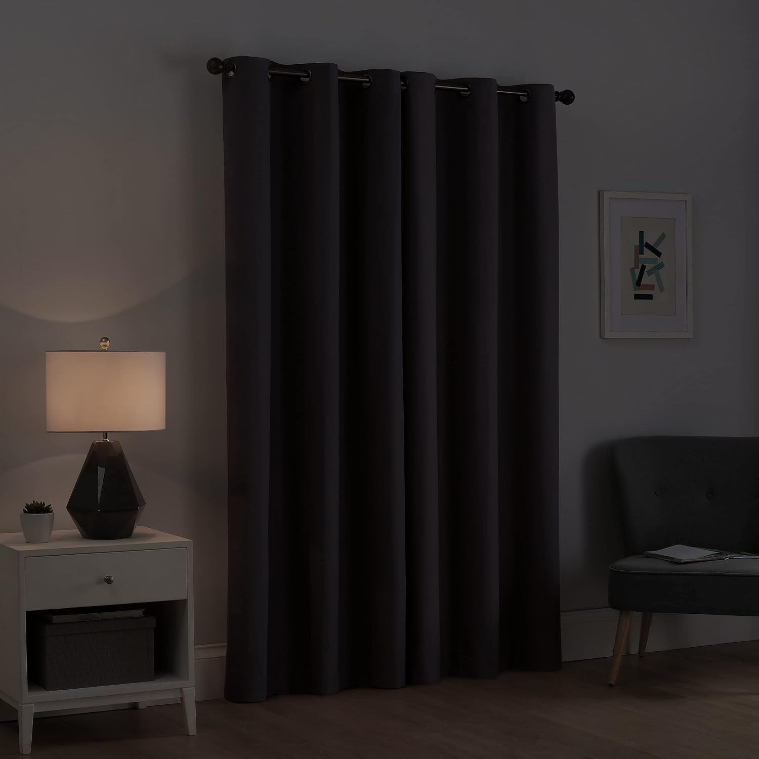 Microfiber Total Privacy Blackout Thermal Grommet Window Curtain for Bedroom (1
