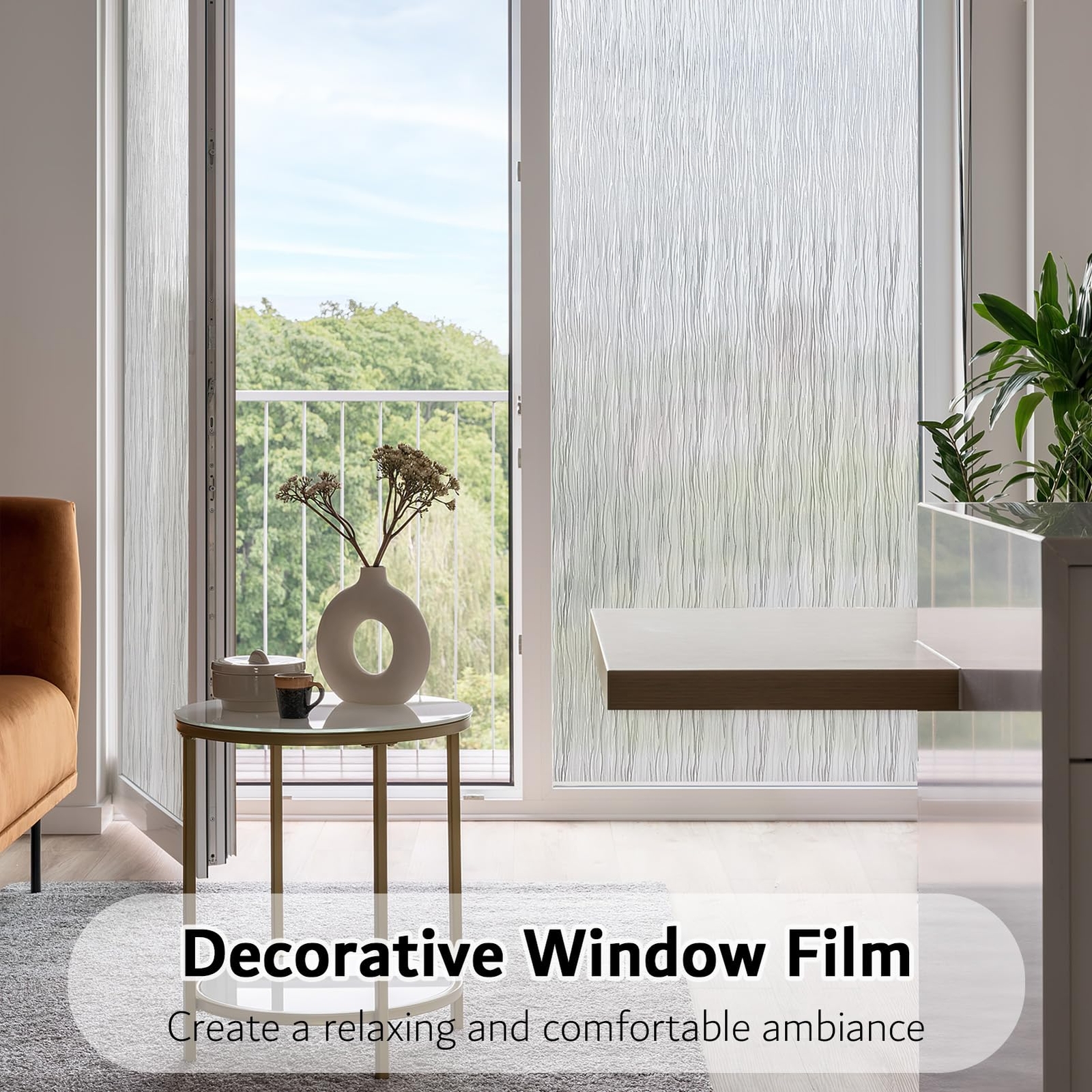 Non-Adhesive Frosted Privacy Window Film Removable Anti UV 17.7×78.7 inches