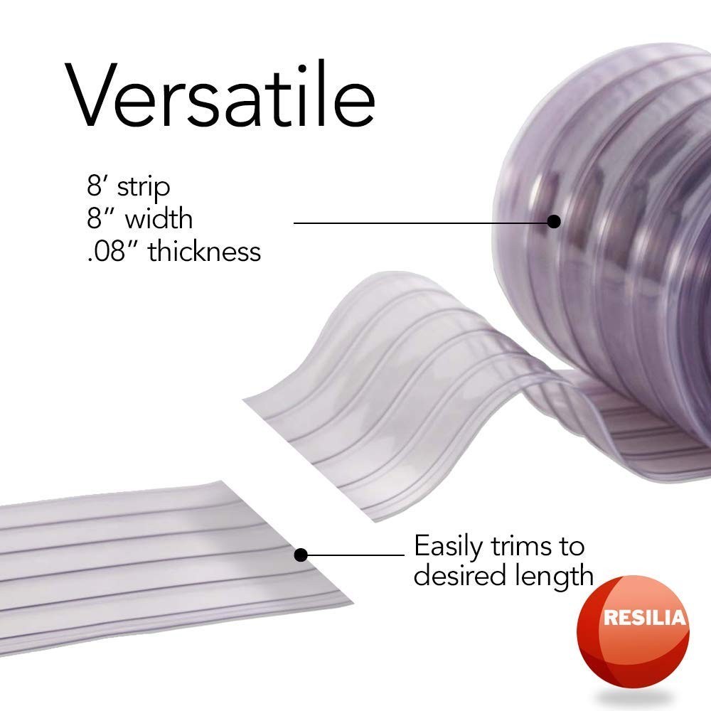 Clear Vinyl Strip Curtain for Warehouse Doors – Single 8″x8′