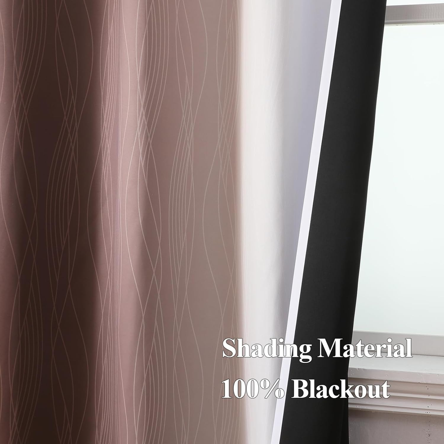 Brown and Greyish White Gradient Blackout Curtains for Living Room, Thermal Insu
