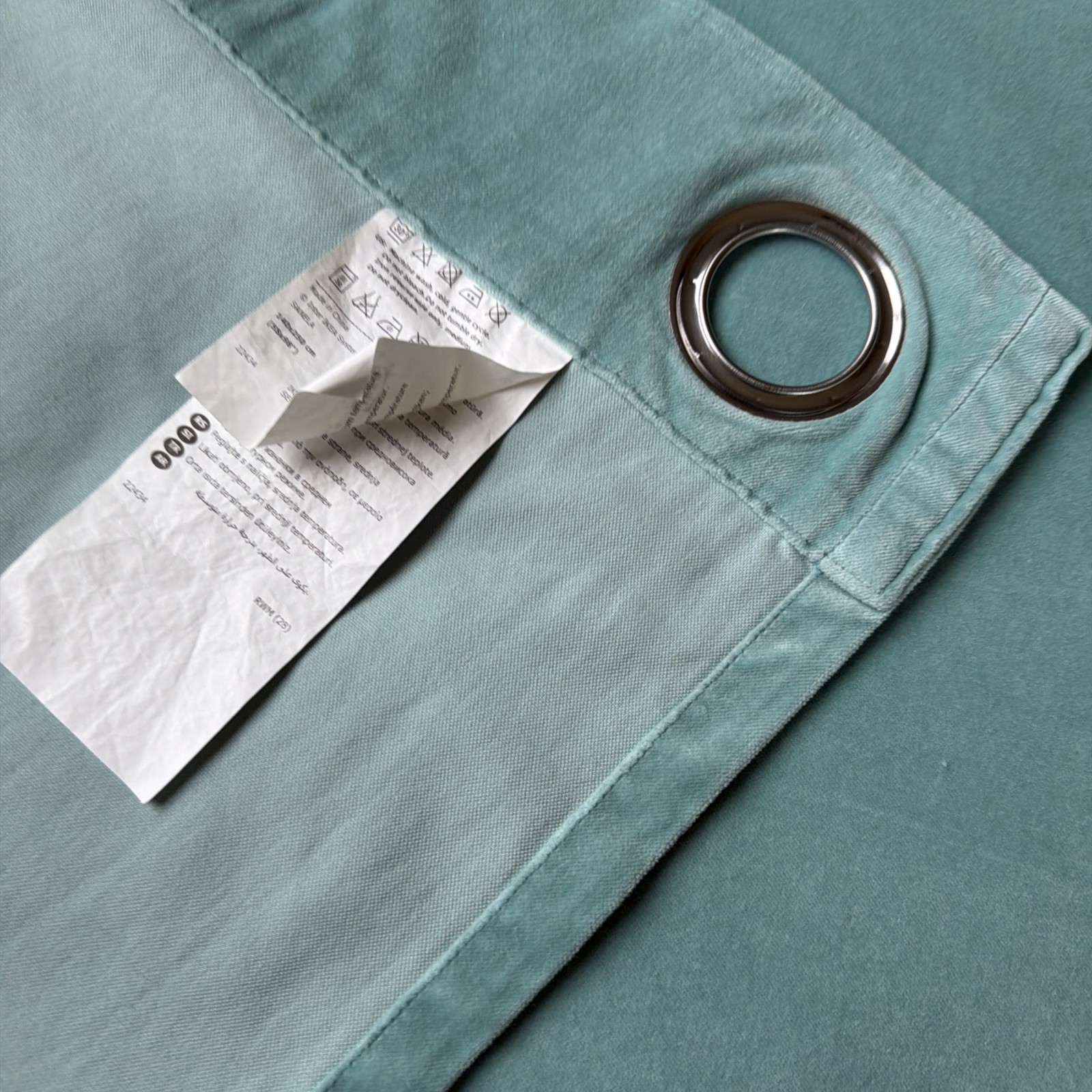 IKEA Sanela Velvet Curtains 2 Panels 100% Cotton Aqua 55×98 60418905