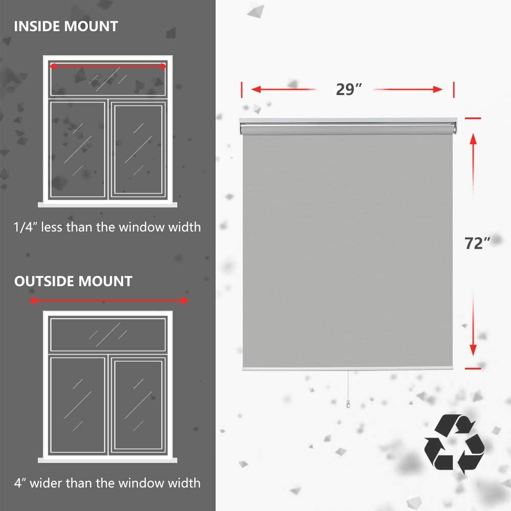 Cordless Blackout Roller Shade Privacy Waterproof Thermal Insulated Window Blind