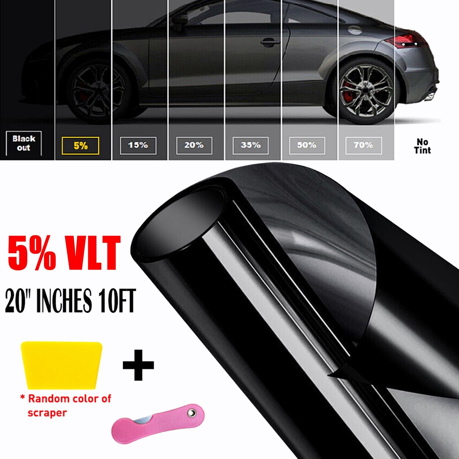 20″x10ft Uncut Roll Window Tint Film 5% 15% 25% 35% VLT Car Home Office Glass