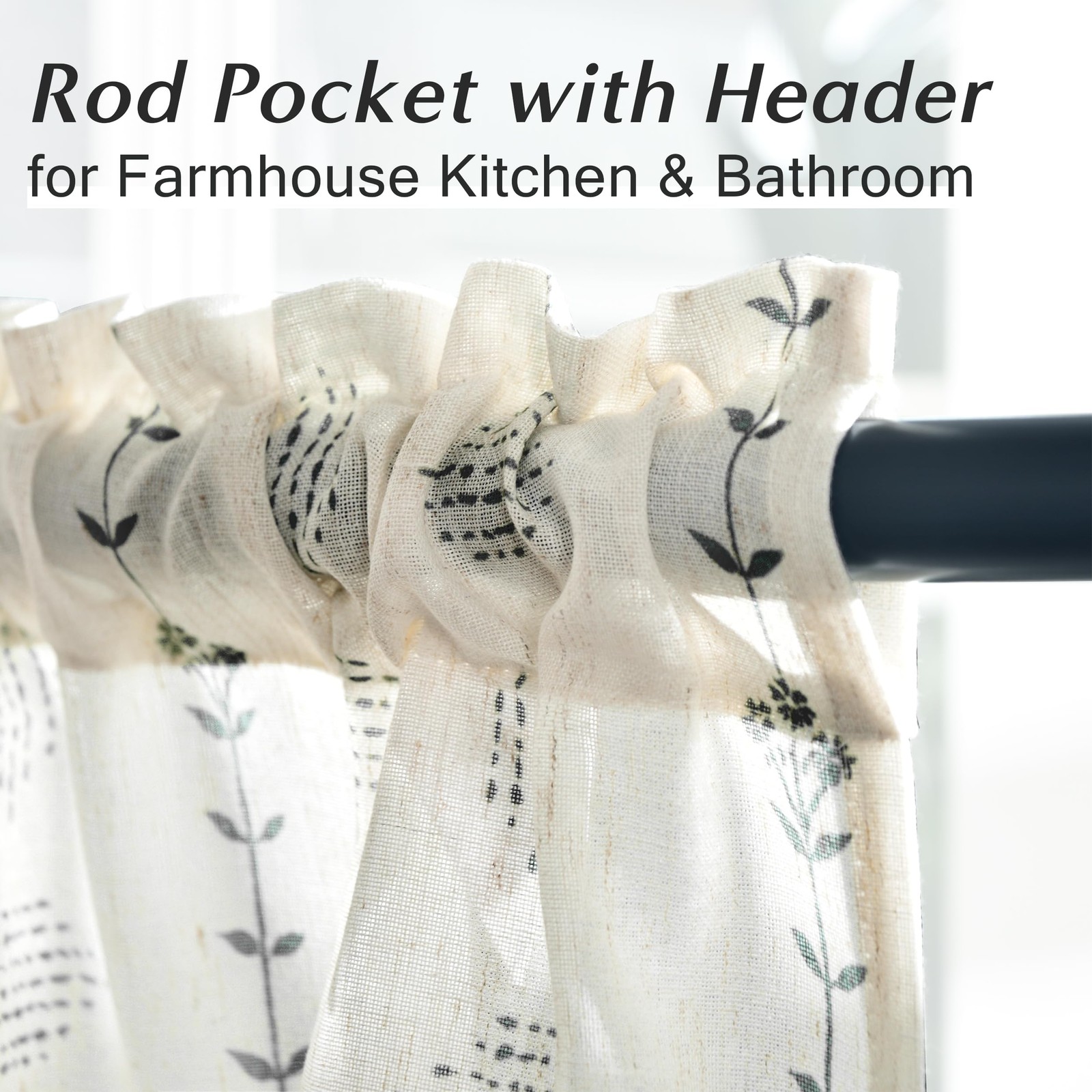 Boho Kitchen Curtains 36 Inch Length,Sheer Linen Modern Farmhouse Style Half …