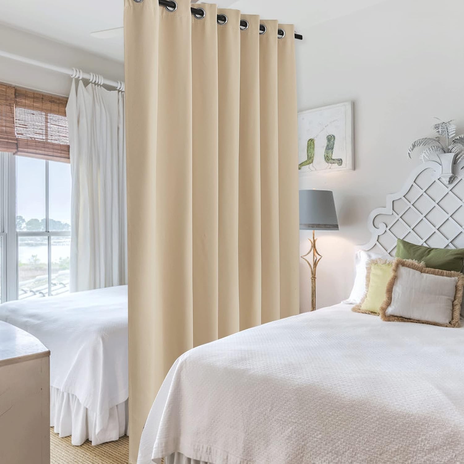 7ft Tall Cream Beige Noise Blocking Curtain – Stylish Room Divider for Privacy